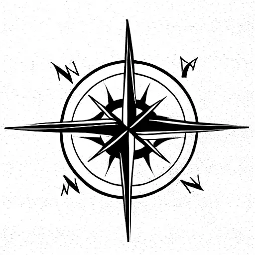 Compass Line Tatto Viking Navigation