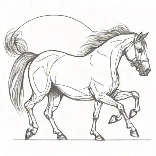A Sketch Of A Spanish Horse Performing A Dressage Movement