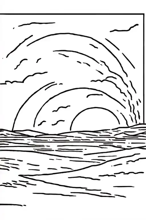 Beach Scene With Sunrise