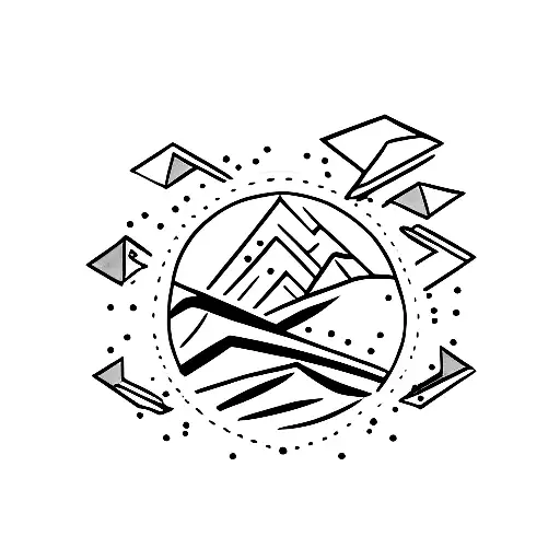 A Finance-related Symbol Integrated With A Mountain And Water Element