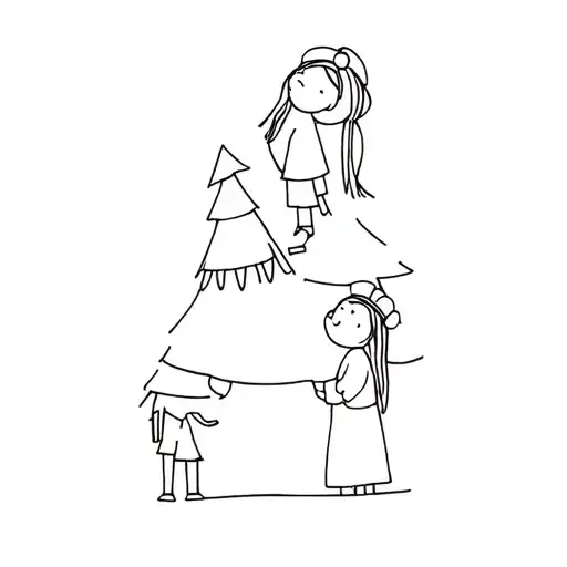 Two Children In Front Of A Christmas Tree