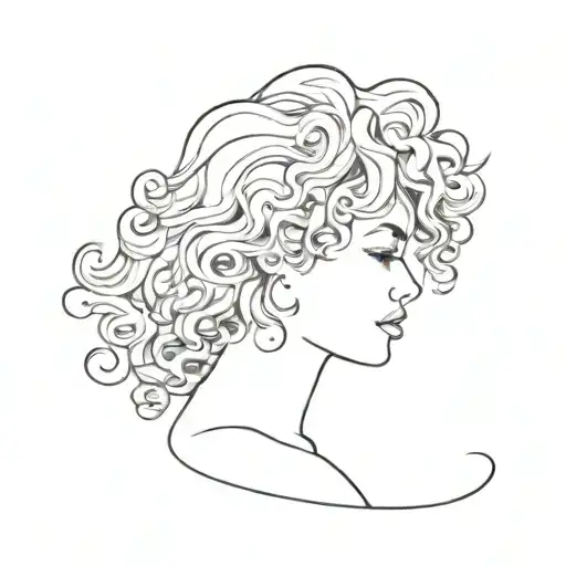 A Silhouette Half White Half Black With Curly Hair