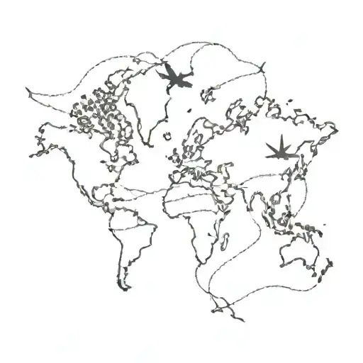 Airplane Flying Over A World Map Made