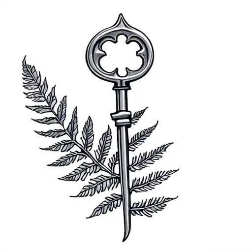 Key And Silver Fern Leaf