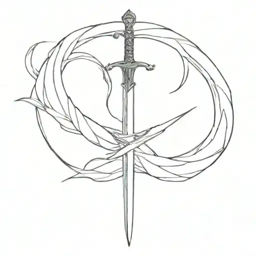 Sword With Tail Wrapped Around It