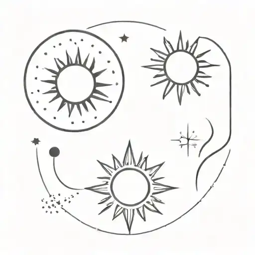 2 Separate Matching Very Small Tatoos With Sun And Moon Dots