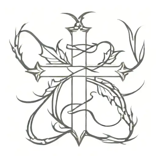 Simple Basic Cross With A Crown Of Thorns Wrapped