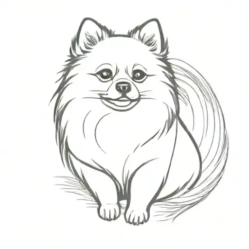 Pomerarian Dog Sitting Facing Forward Looking At Us With Smile