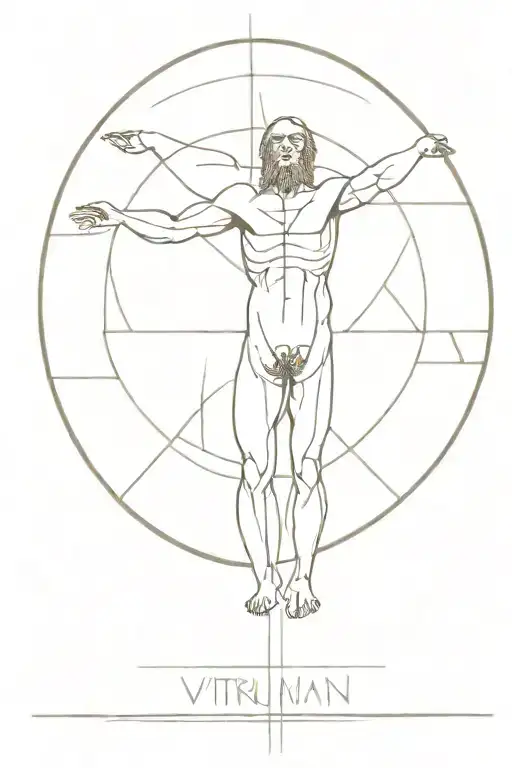 Vitruvian Man With A Clock