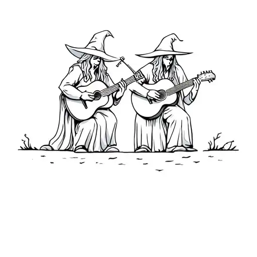 Two Small Wizards Playing Guitar Together