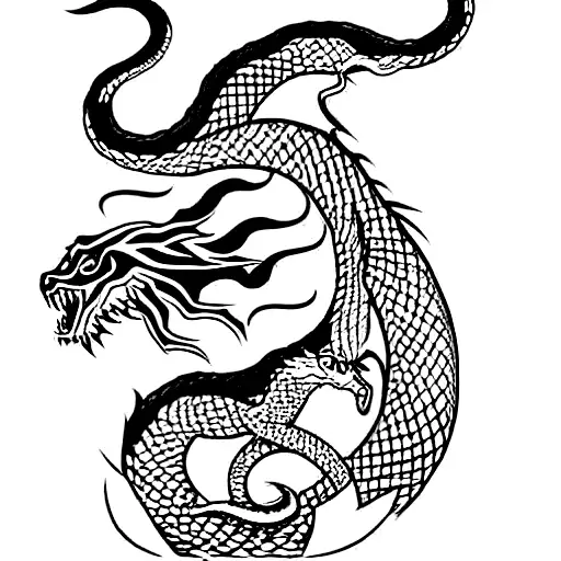 Tattoo Three-headed Serpent Dragon