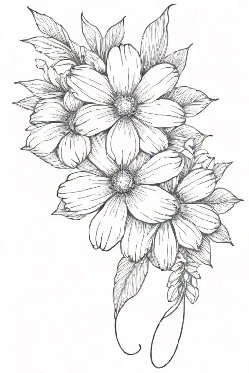 Daisy Flower With Puakenikeni Lei Tattoo Incorporating Plumeria