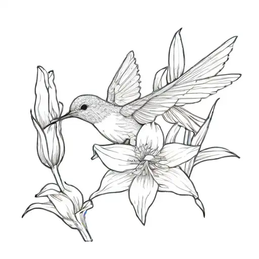 Hummingbird Next To One Daffodil