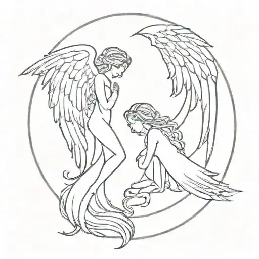 The Moon And The Angel With Hellish Wings