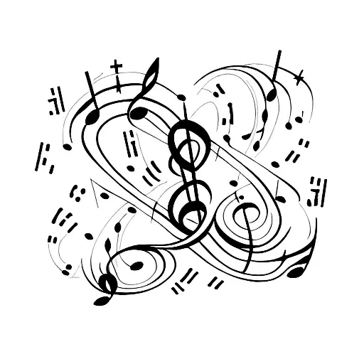 Music Notes Intertwined With Positive Words