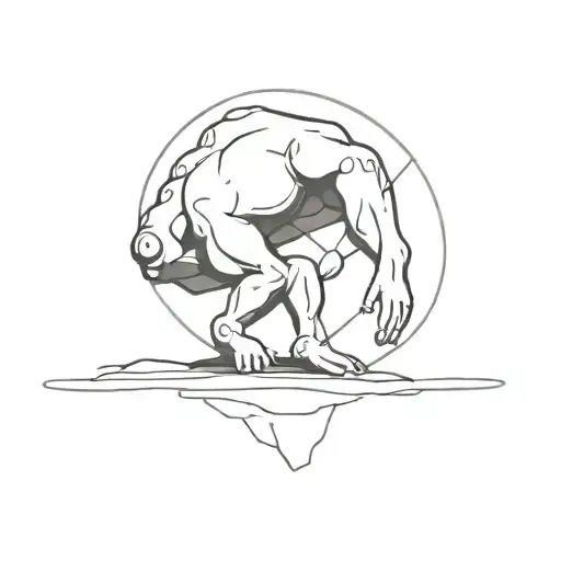 Abstract Sisyphus Pushing A Rock