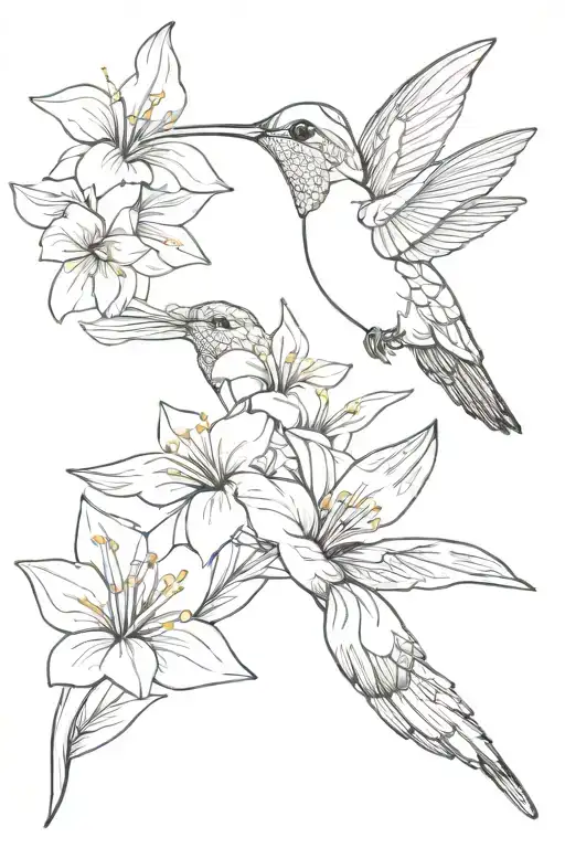 Birth Flower Bouquet Hummingbird 444