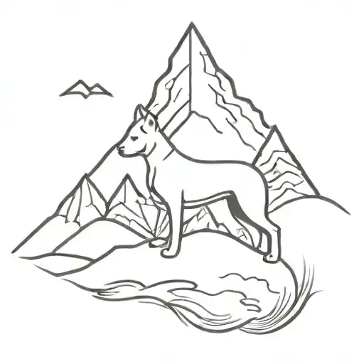Dog And Mountain Outline