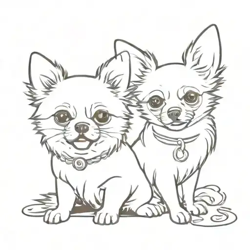 Pomeranian Dog And Chihuahua Dog