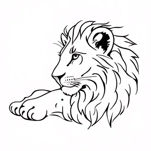 One Single Line Lion Cub Profile