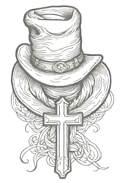 Cowboy Hat Hanging On A Cross