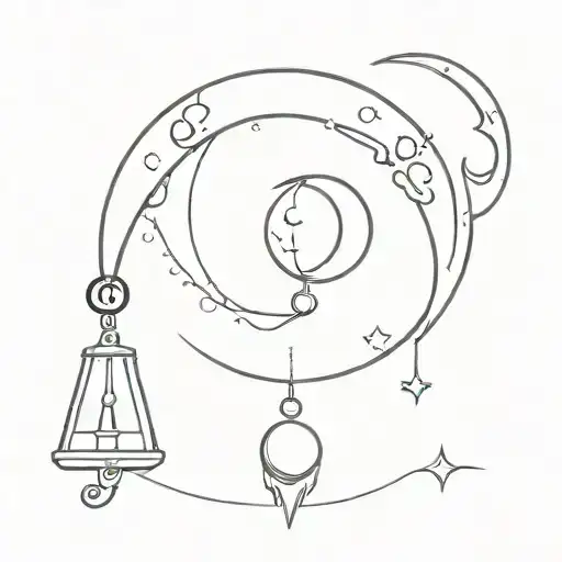 Crescent Moon And Bell With A Striker That's An Eye