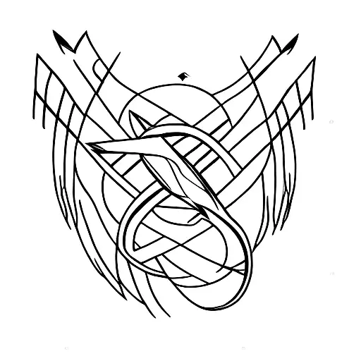 Arrow With Infinity Symbol Having Wings On Its Curve