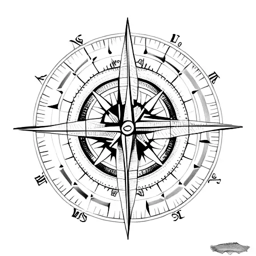 A Minimalist Tattoo Of A Compass With Intricate Details Representing Different Travel Destinations