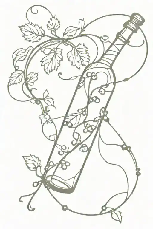 Wine Bottle With Grape Vine Wrapping Around That Turns Into Rosary Beads Wrapping Around