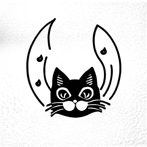 Black Cat With Crescent On The Forehead