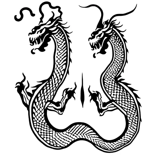 Tattoo Three-headed Dragon Serpent Dragon