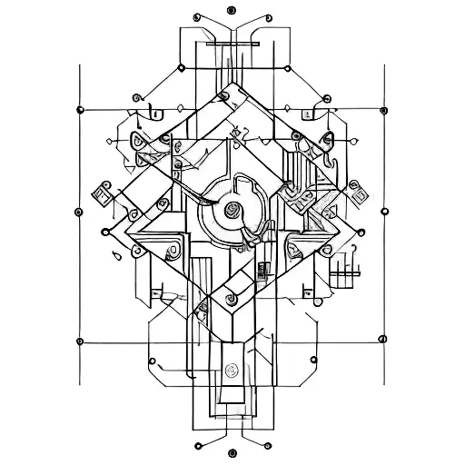An Engineer's Blueprint Of A Sword Merging With Circuitry