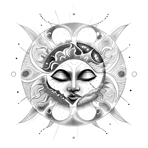 A Sun And Moon Merging Together