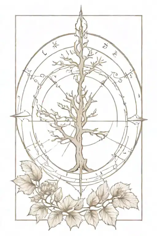 A Diment Shaped Elder Tree Splidwith A Compass Surrounded