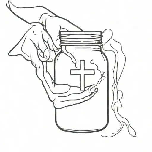 Cross Pouring Out Love Into A Clay Jar Overflowing