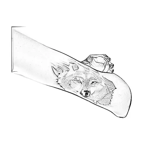 A Man With A Wolf Tattoo On His Arm