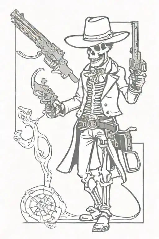 Cowboy Skeleton Gunslinger Holding A Revolver