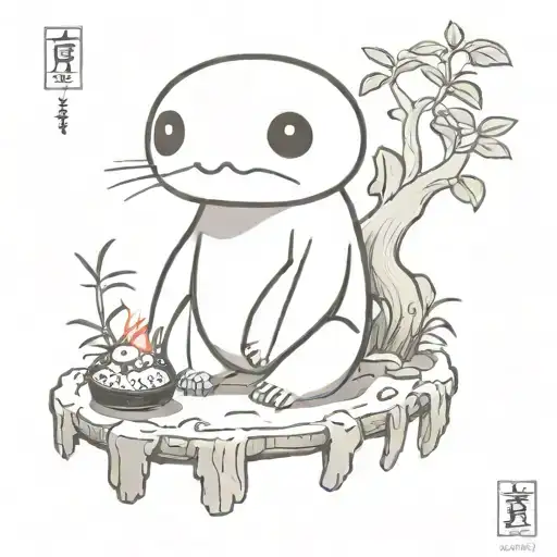 Kodama Spirit Of The Forest Of The Work Ghibli Is Sitting On A Sushi
