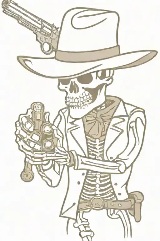 Cowboy Skeleton Holding A Revolver