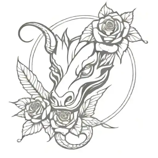 Snake Head Dragon Head Rose And Butterfly Resting