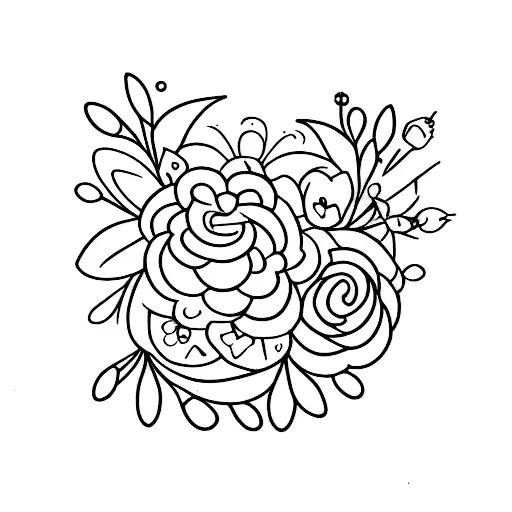 Girly Sternum Piece Incorporating Libra Symbol And Flowers