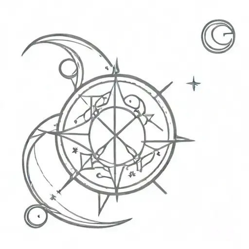 Sundial Moon Stars Ocean