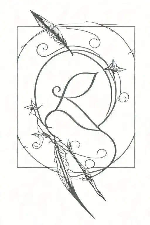 F Cursive Initial With Arrow