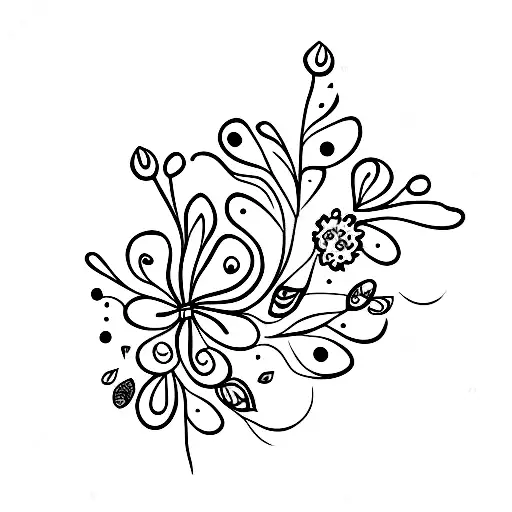 Line Art Wildflowers With A Semicolon