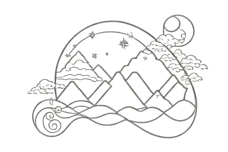 Serotonin Molecule Wave Mountain Nature Sun Moon Rise Again