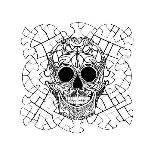 A Skull Formed By Intricate Puzzle Pieces