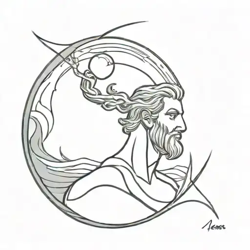 Poseidon Globe On Shoulder With Wave In It