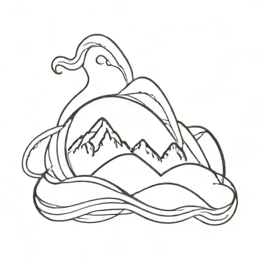 Mountain And Waves Inside Infinity Symbol Intertwined