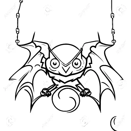 Cute Bat Hanging On A Chain