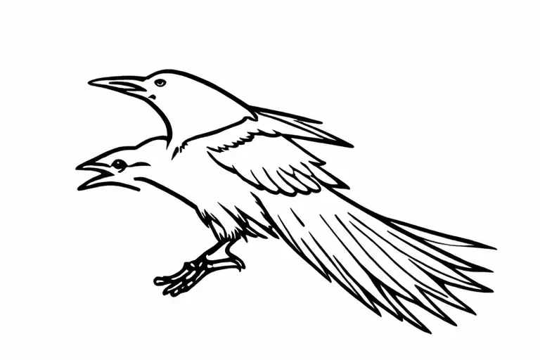 Raven Silhouette Flying